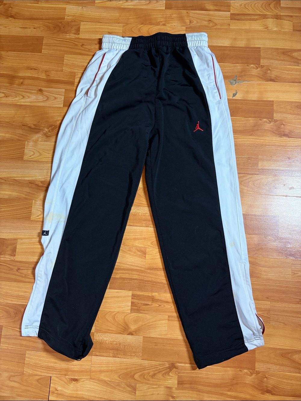 Jordan Black Track Pants with White Side Panels and Red Jumpman